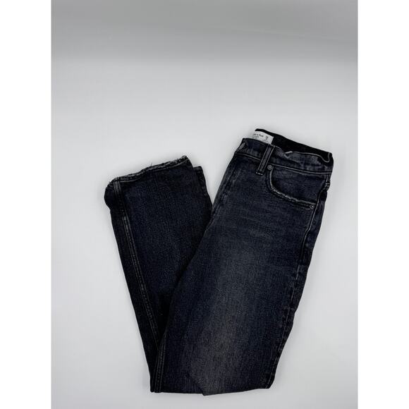 Abercrombie & Fitch Womens Ankle Straight Ultra High Rise Black Distressed Jeans - Picture 1 of 4